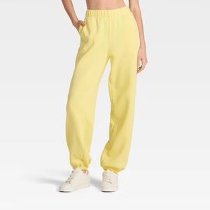 Women's Cinched Fleece Jogger Sweatpants - JoyLab™ Heathered Yellow XS